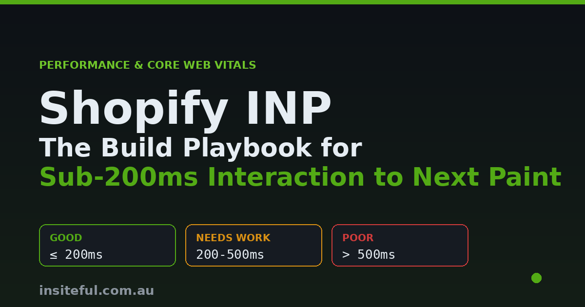 Shopify INP build playbook featured image - sub 200ms Interaction to Next Paint