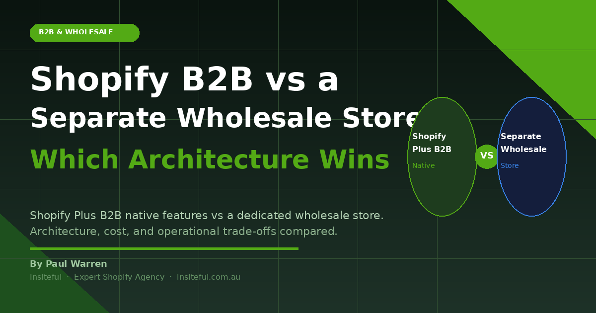Shopify B2B vs Separate Wholesale Store: Which Architecture Wins - Insiteful Agency