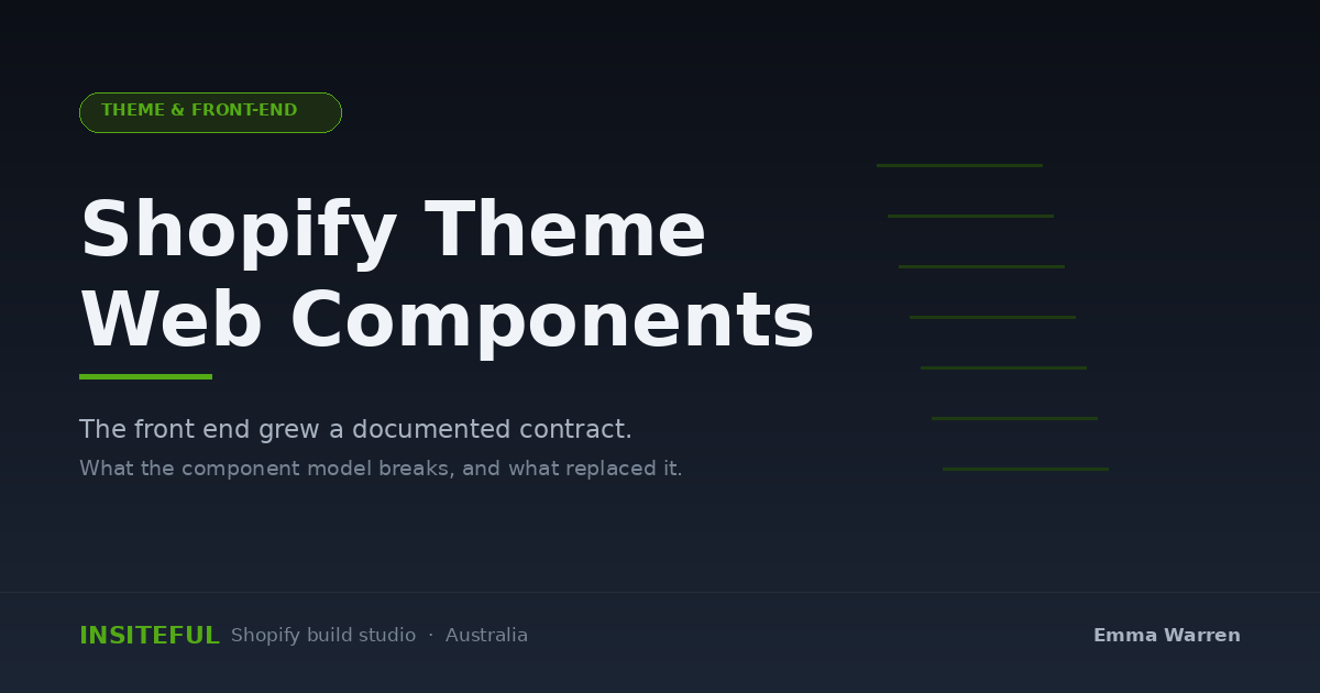 Shopify theme web components, Insiteful theme and front-end article