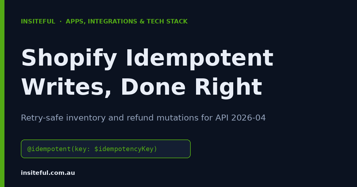 Shopify idempotent writes: retry-safe inventory and refund mutations for API 2026-04